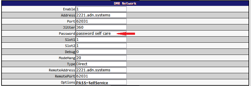 Configurazione DMR Network